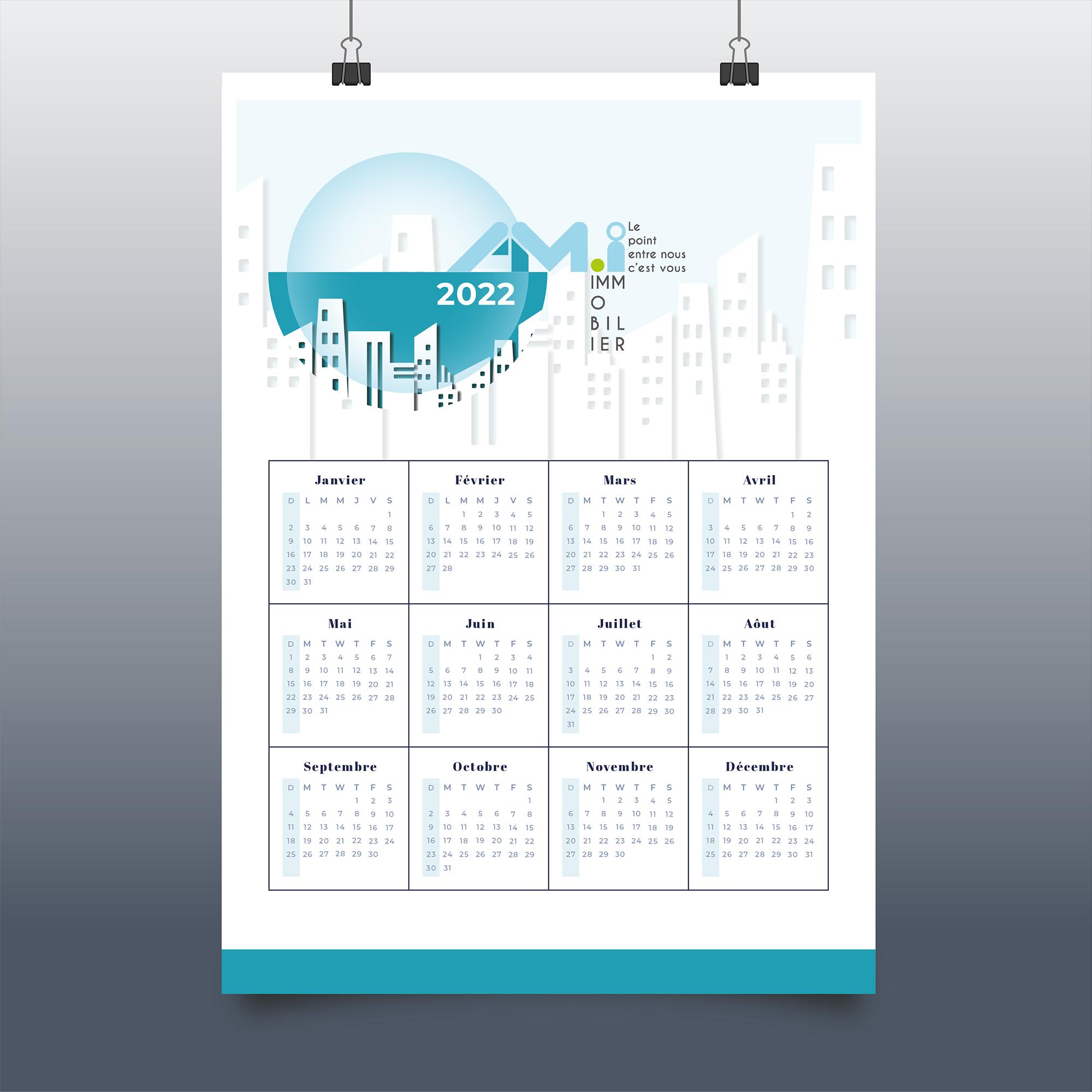 Mockup de mise en situation d'un calendrier pour une agence immobilière