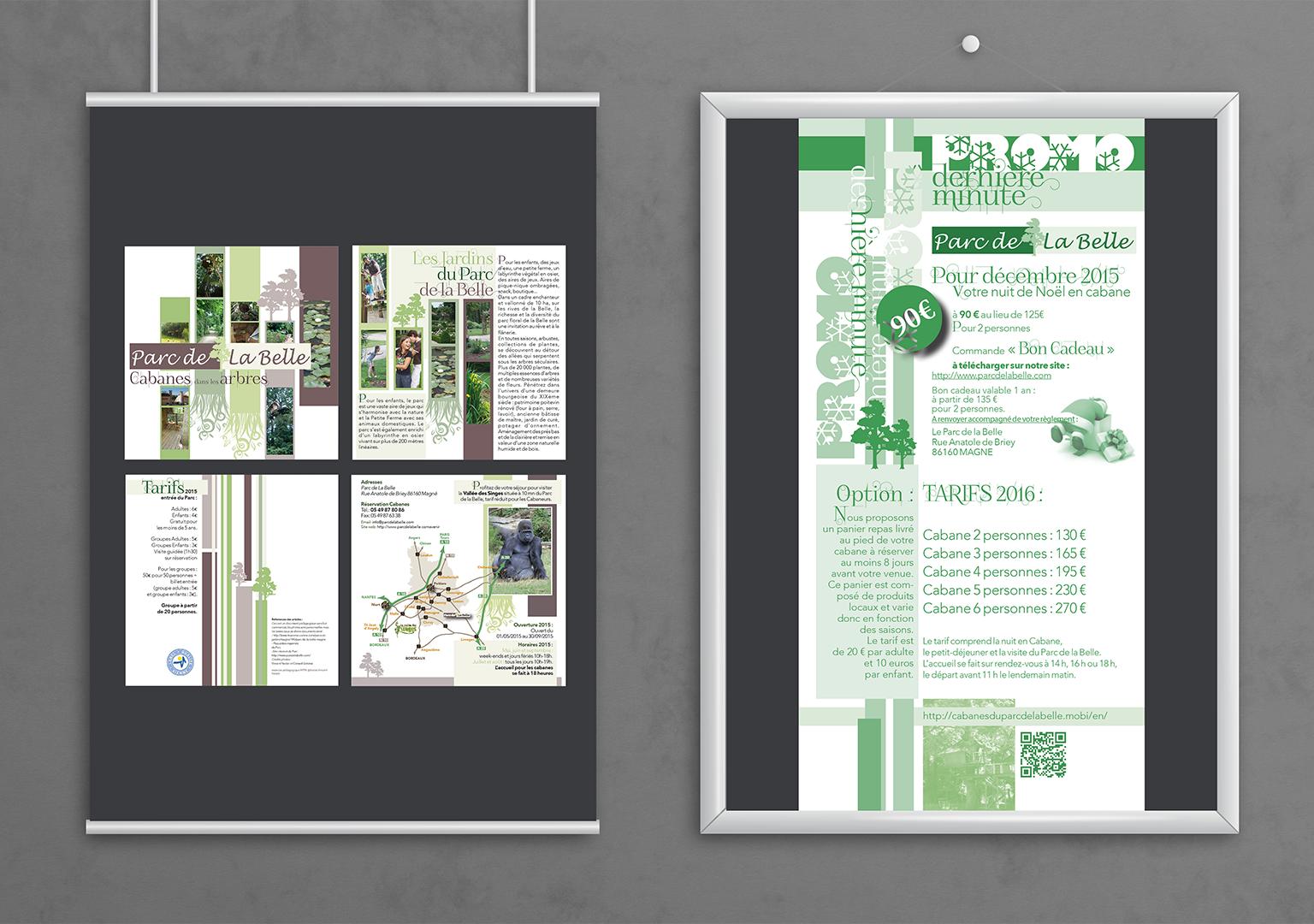 Mise en page dépliant et annonce promotionnelle pour le Parc de La Belle